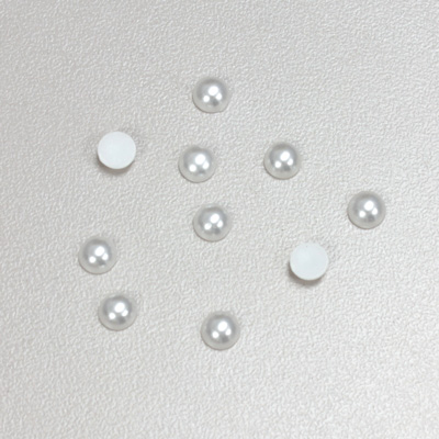 Plastic Medium Dome Pearl Cabochon - Round 05MM WHITE