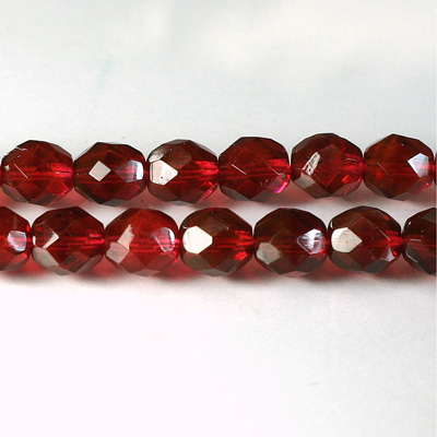 Czech Glass Fire Polish Bead - Round 08MM DARK ROSE