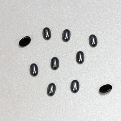 Glass Medium Dome Cabochon Pearl Spray Finish - Oval 06x4MM DARK GREY