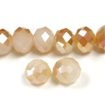 Chinese Cut Crystal Bead - Rondelle 06x8MM OPAL with TAUPE COAT