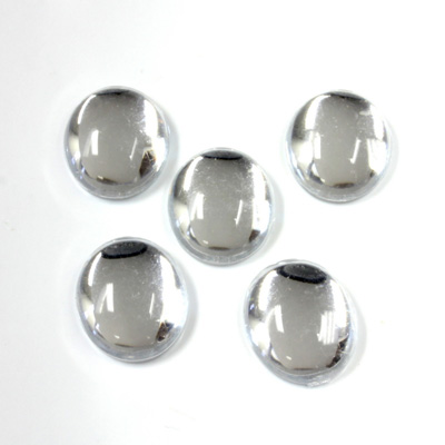 Plastic Flat Back Foiled Cabochon - Oval 12x10MM CRYSTAL