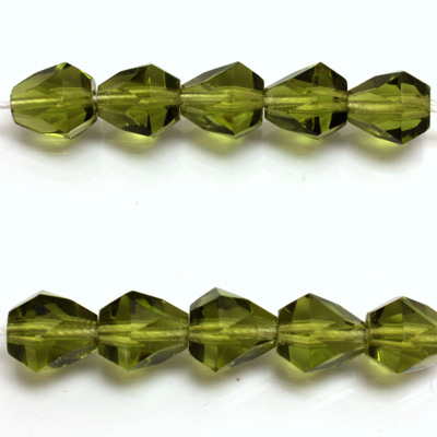 Czech Glass Fire Polish Japanese Cut Bead 9x8MM OLIVENE