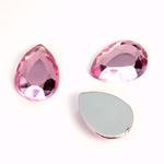 Plastic Flat Back Foiled Rose Cut Rhinestone - Pear 18x13MM ROSE