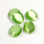 Fiber-Optic Flat Back Stone with Faceted Top and Table - Oval 12x10MM CAT'S EYE LT GREEN