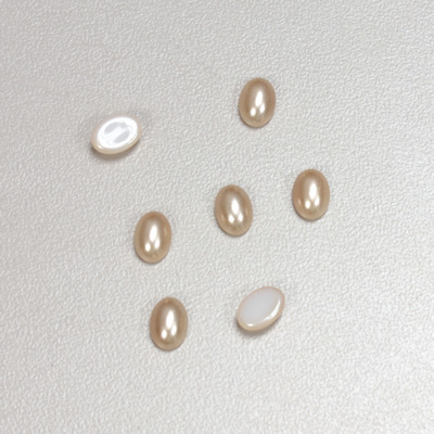 Glass Medium Dome Cabochon Pearl Spray Finish - Oval 07x5MM DARK ROSE