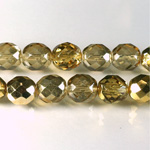 Czech Glass Fire Polish Bead - Round 10MM 1/2 Coated CRYSTAL/GOLD
