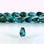 Czech Glass Fire Polish Bead - Pear 10x7MM BLUE TORTOISE