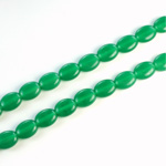 Czech Pressed Glass Bead - Flat Oval 08x6MM CHRYSOPHRASE