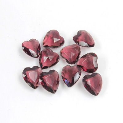 Glass Point Back Tin Table Cut (TTC) Unfoiled - Heart Shape 09x8MM AMETHYST