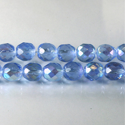 Czech Glass Fire Polish Bead - Round 08MM LT SAPPHIRE AB