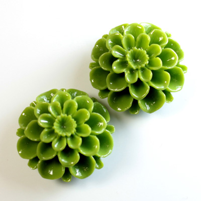 Plastic No-Hole Flower - 4 Layer  25MM OLIVE