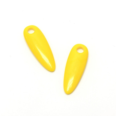 Plastic Pendant - Opaque Color Smooth Pear 30x10MM BRIGHT YELLOW