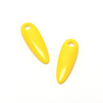 Plastic Pendant - Opaque Color Smooth Pear 30x10MM BRIGHT YELLOW