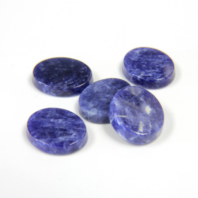 Gemstone Flat Back Single Bevel Buff Top Stone - Oval 12x10MM SODALITE