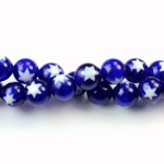 Glass Millefiori Bead - Round 08MM BLUE WHITE (07)