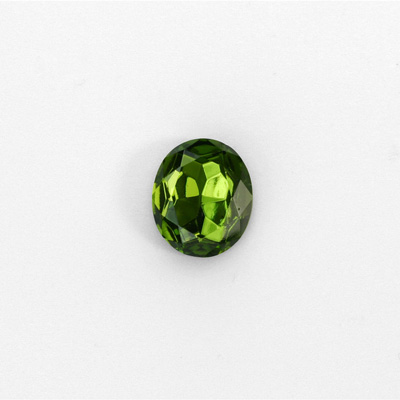 Glass Point Back Foiled Tin Table Cut (TTC) Stone - Oval 12x10MM OLIVINE