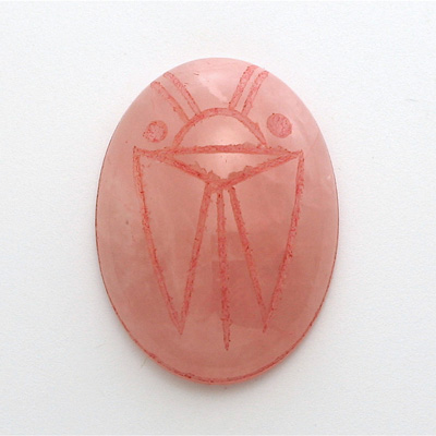 Gemstone Flat Back Carved Scarab 30x22MM ROSE QUARTZ