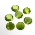 Fiber-Optic Flat Back Stone with Faceted Top and Table - Round 09MM CAT'S EYE OLIVE