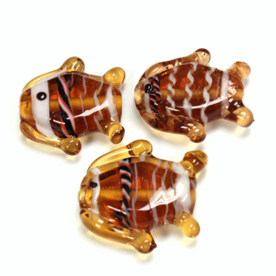 Indian Glass Lampwork Bead - Fish Large DARK TOPAZ