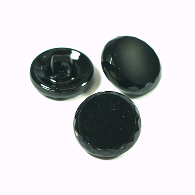 Glass Button - Cut & Polished Top Round 18MM JET