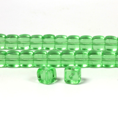 Czech Pressed Glass Bead - Cube 05x7MM PERIDOT