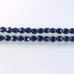 Czech Glass Fire Polish Bead - Round 04MM BLACK-DEEP BLUE 89100