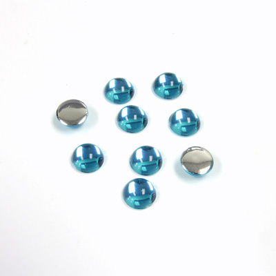 Plastic Flat Back Foiled Cabochon - Round 05MM AQUA