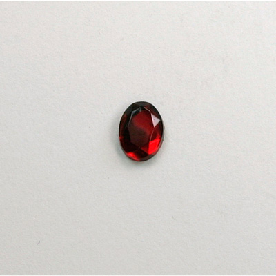 Glass Flat Back Rose Cut Faceted Foiled Stone - Oval 08x6MM RUBY