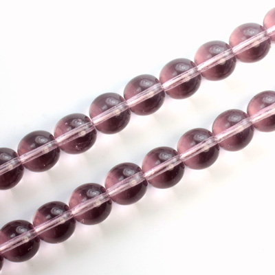 Czech Pressed Glass Bead - Smooth Round 08MM LT AMETHYST