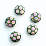 Pressed Glass Peacock Bead - Round 11MM MATTE GREEN