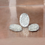 Plastic Flat Back Foiled Stone with Pave Top - Oval 14x10MM CRYSTAL