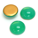 Glass Medium Dome Foiled Cabochon - Round 18MM OPAL GREEN