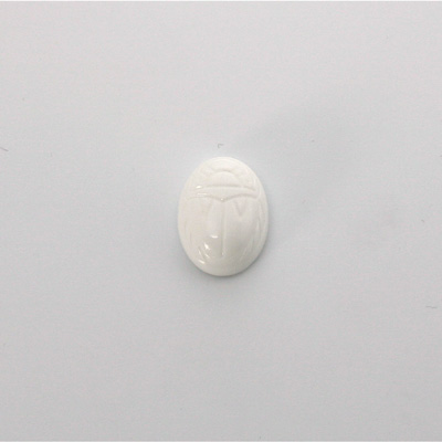 German Plastic Flat Back Scarab - Oval 10x8MM WHITE