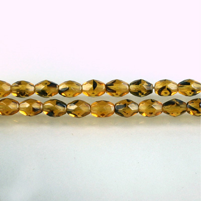 Czech Glass Fire Polish Bead - Oval 06x4MM TORTOISE