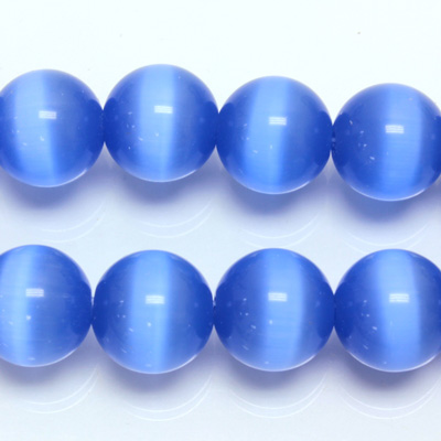 Fiber-Optic Synthetic Bead - Cat's Eye Smooth Round 12MM CAT'S EYE LT BLUE