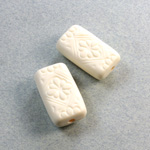 Plastic Engraved Bead - Opaque Rectangle 21x13MM MATTE IVORY
