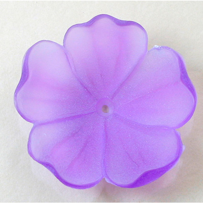 German Plastic Flower with Center Hole - Round 35MM MATTE LT AMETHYST