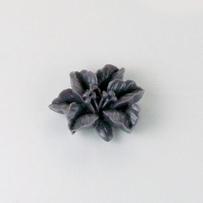 Plastic Carved No-Hole Flower - Lily 18x15MM JET