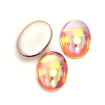Glass Medium Dome Foiled Cabochon - Coated Oval 18x13MM ROSALINE AB