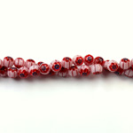 Glass Millefiori Bead - Round 04MM WHITE RED BLACK (03)