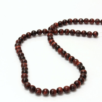 Gemstone Bead - Smooth Round 06MM TIGEREYE RED