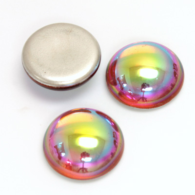 Glass Medium Dome Foiled Cabochon - Round 18MM TOPAZ AB