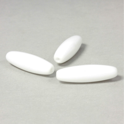 Czech Pressed Glass Bead - Smooth Oval 23x7MM CHALKWHITE