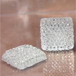 Plastic Flat Back Foiled Stone with Pave Top  - Square 18x18MM CRYSTAL