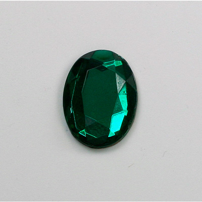 Glass Flat Back Rose Cut Faceted Foiled Stone - Oval 18x13MM EMERALD