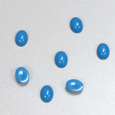 Plastic Flat Back Opaque Cabochon - Oval 08x6MM BRIGHT BLUE