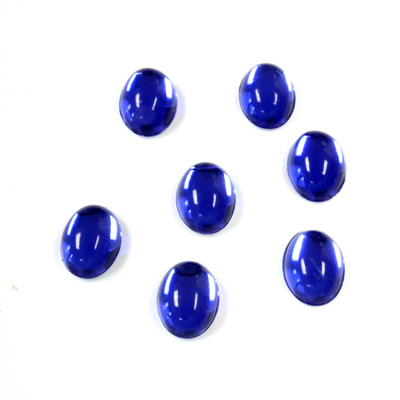 Plastic Flat Back Foiled Cabochon - Oval 08x6MM SAPPHIRE