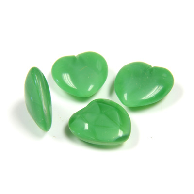 Glass Point Back Buff Top Stone Opaque Doublet - Heart 12x11MM GREEN MOONSTONE