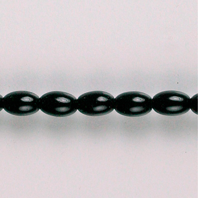 Czech Glass Pearl Bead - Oval 06x4MM BLACK 70449