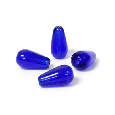 Czech Pressed Glass Bead - Smooth Pear 13x7MM COBALT